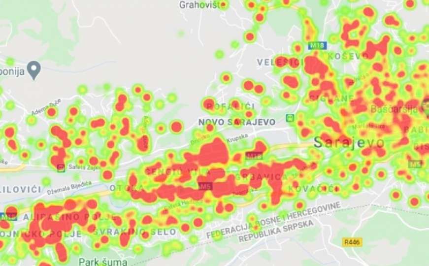 Objavljena mapa: Ovo su žarišta COVID-a u Sarajevu